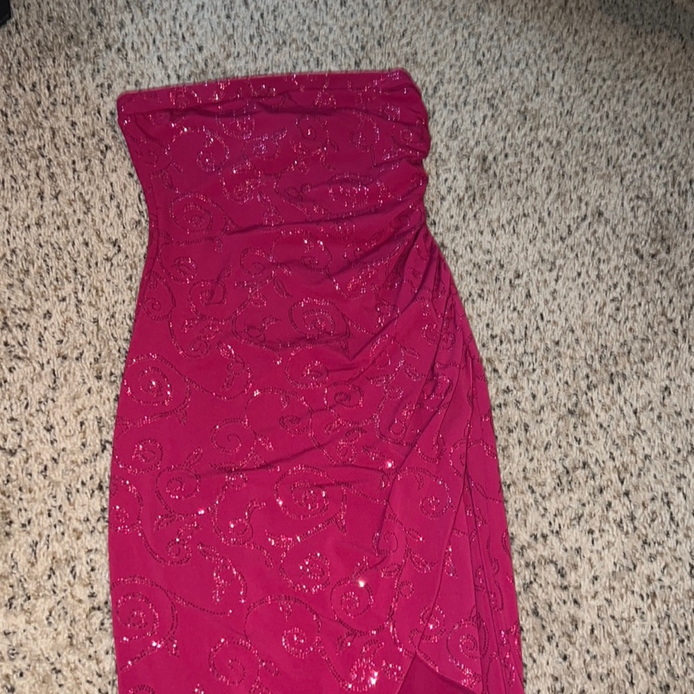 Pretty in pink strapless Hi Low cocktail dress